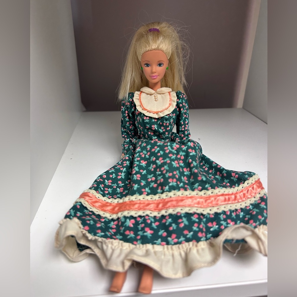 Barbie Doll in Green Floral Dress